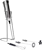 Ozeri Deluxe Milk Frother and Whisk in Stainless Steel with Stand and 4-Frothing Attachments