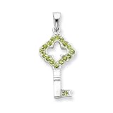 Sterling Silver Green CZ Key Pendant