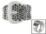 10KT WG 2.00CTW WHITE AND IRRADIATED BLACK DIAMOND BUCKLE RING ERV= $750.00