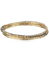 Kensie "Laughing All The Way" Gold-Plated with Hematite Stones Bangle Bracelet Set, 2.75"