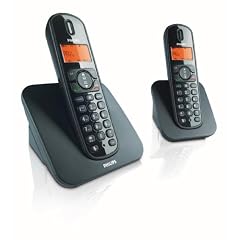 Philips CD1502B/38 DECT Schnurloses Telefon, 2 Mobilteile, schwarz