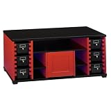 Bush Furniture Quest TV Stand and Video Game Station, Black/Red