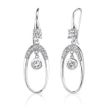Irresistible Glamour: Sterling Silver Bridal Style CZ Diamond Fish Hook Earrings