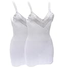 Womens/Ladies 100% Pure Cotton Sleeveless Underwear Vest With Lace (Pack of 2)