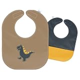Mally Bibs - Reversible Leather Light Brown T-Rex Bib