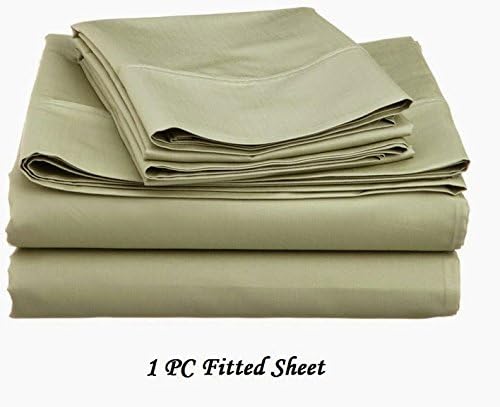 Ethereal Bedding 500-Thread-Count Egyptian Cotton Super Soft Extra Deep Pocket 1-Piece Fitted Sheet/Bottom Sheet King/Eastern King Solid SAGE GREEN Fit Up to 16" inches Deep Pocket Fully Elastic All Around