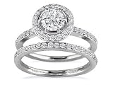 1/2 ctw Diamond Bridal Set with 1/4 ctw Round Cut Center Stone in 14K White Gold