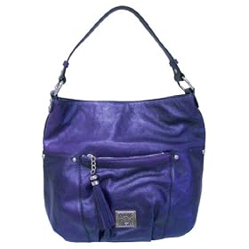 Buy Anne Klein Tassel Chic Large Leather Hobo Purple by Anne Klein New York