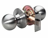 Master Lock BAO0415 Ball Knob Passage Door Hardware with SilvaBond Antimicrobial Protected Finish, Satin Nickel