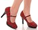 Pleaser Brand Pumps Style College-04 Red Plaid Sexy School Girl Costume 4" High Heel Mary Jane Shoes