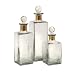 Set of 3 Traditional Clear Etched Glass Decanter Bottles 12"