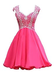 Backless Beaded Cocktail Short Chiffon/Satin Evening Dress/Homecoming Dress/Bridesmaid Dress/Prom Dress/Wedding Party Dress 