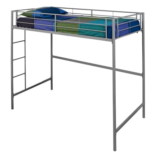 WE Furniture Metal Loft Bunk Bed, Twin, Silver