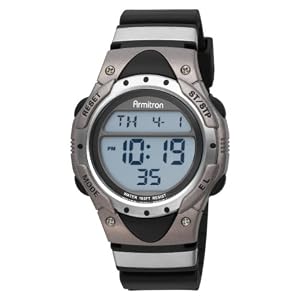 Armitron Men\’s 408065BLU Chronograph Black with Blue Accents Strap Digital Display Sport Watch