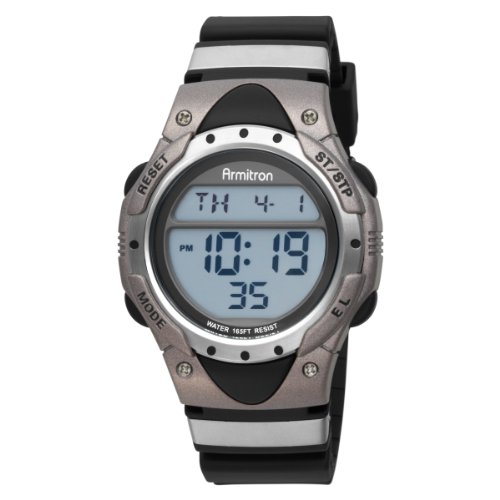 Armitron Men's 408065BLU Chronograph Black with Blue Accents Strap Digital Display Sport Watch