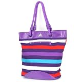 「adidas(アディダス) ストライプ トート バッグ ビーチ フィットネス ウルトラパープル sb811-X14921」の画像