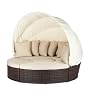 Sonneninsel Sonnenliege Beige Polyrattan mit Dach &hellip von Home24