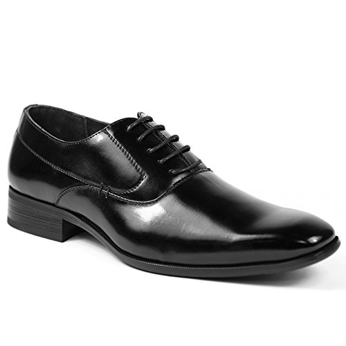 Delli Aldo M-19121 Black Mens Lace up Plain Oxford Dress Shoes