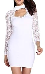 Sexy Long Sleeves Mermaid Turtleneck Lace Cutout  Dress