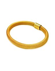 Gold Plated Sterling Silver Italian Band Bracelet Length 7 " Width 7mm Lock Magnetic