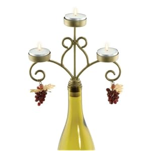 Vineyard Wine Bottle Candelabra - Includes 3 Tealights by