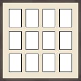 ArtToFrames Collage Frame Photo Mat, Double Mat with 12 - 5x7 Openings and Black Coffee with Gold Highlights frame.