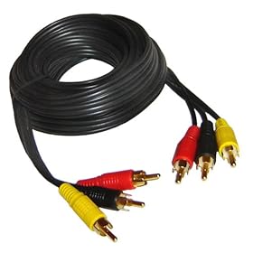 15m Gold 3 RCA Phono to 3 Phono Audio Video Cable Lead