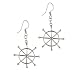 Sterling Silver Ship Steering Wheel Dangle Earrings
