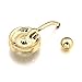 14K Gold Plated Crystal Gem Clear Rhinestone Belly Ring 14G