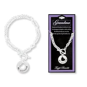 Buy GRANDMA Circle and Heart Cut Out Silver Toggle Charm Bracelet w  Verse by DM