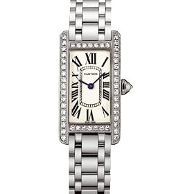 Click here to buy Cartier Tank American 18kt White Gold Diamond Ladies Watch WB7018L1 by Cartier.