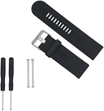 Garmin D2 Bravo Watch Band,Tevies® Soft Adjustable Silicone Strap Replacement Watch Band + Lugs Adapters For Garmin D2 Bravo Watch (Black)