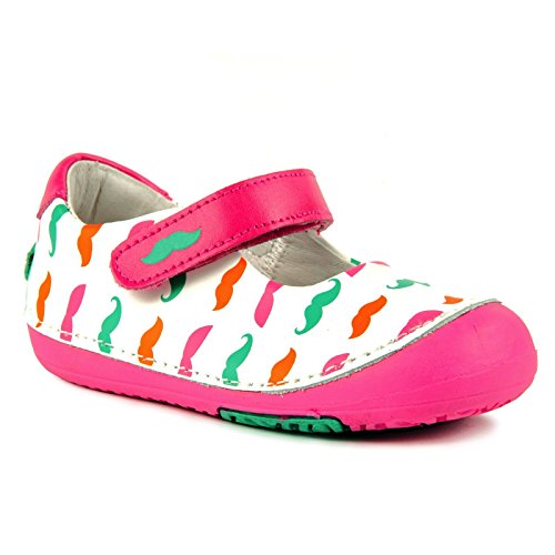 Momo Baby Girls First Walker/Toddler Mustache Mania Mary Jane Leather Shoes