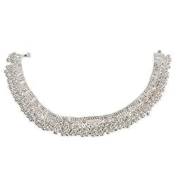 Indian Jewelry Ankle Bracelet Pairs in Silver 10 inches