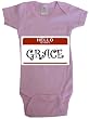 HELLO MY NAME IS GRACE - Name-series - White Or Pink Onesie / Baby T-shirt