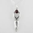 Celestial Lunar Goddess Pendant in Sterling Silver with a Garnet Gemstone Moon on a Sterling Box Chain, #8718