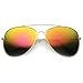 Class Large Retro Metal Mirror Lenses Aviator Sunglasses (Gold Fire)