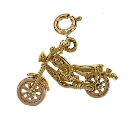 Cheap Girls Jewelry Dazzlers Solid 14k Gold 3D Motorbike Charm Pendant Available in three colors from jewelsberry (weights: 4.3 grams only) For Sale