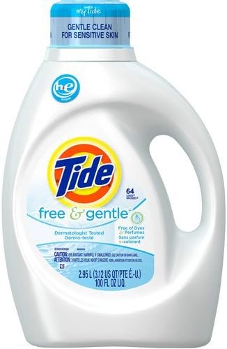 Tide 2x Concentrate Ultra Free and Gentle Liquid Laundry Detergent for High Efficiency Machines, 100 Fl Oz (Pack of 2)