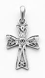 14k White Gold Filigree Cross Pendant