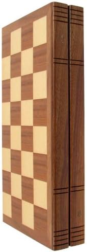Chess Board Walnut Book Style w/ Staunton Chessmen