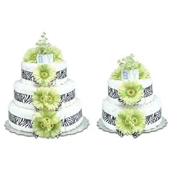 Small Lime Green Daisy Diaper Cake