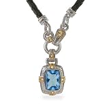 Blue Topaz CZ on Leather Cord- CLEARANCE- FINAL SALE