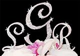 IMAGE OF All Over Swarovski Rhinestone Monogram Wedding Cake Topper