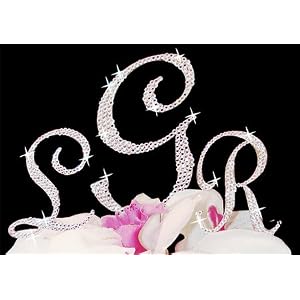 All Over Swarovski Rhinestone Monogram Wedding Cake Topper
