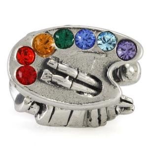 41Pd099w1ZL Sterling Silver Jewelry: Artist Pallete Swarovski Sterling Silver Ohm Beads Art Charm fits Biagi and other European Bracelet