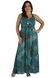 Peacock Print Halter Neck Maxi Dress