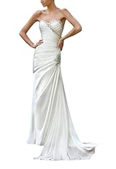 Charmeuse Sweetheart Mermaid Beaded  Peplum  Dress with a Brush/Sweep Train  With Ruffles