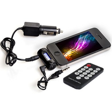 ATC For iPod Classic Video Touch Nano FM Radio Transmitter Car Charger + Audio Cable + Remote Control