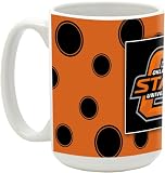 NCAA Oklahoma State University 15-Ounce Polka Dots in University Colors Ceramic Mug